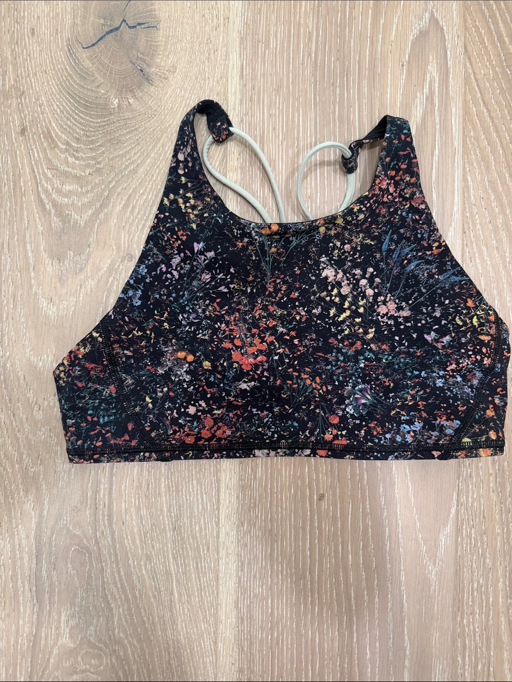 lululemon athletica Black Floral High-Neck Sports Bra